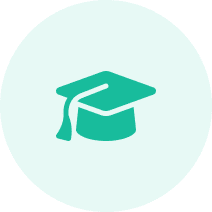 4 A green circle with a hat on top of it.